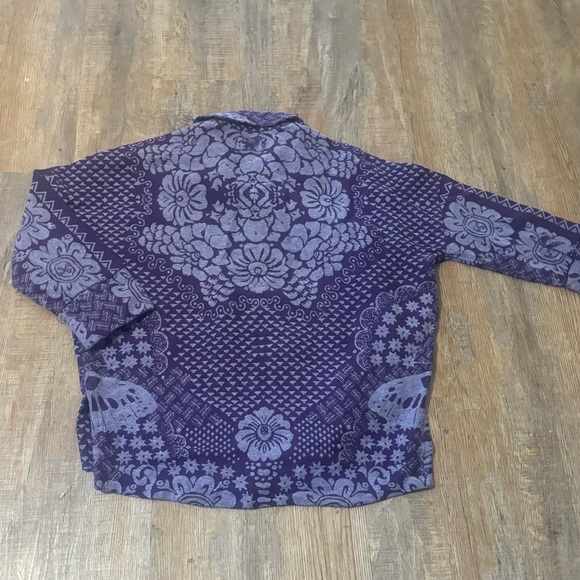 Free People Butterfly Jacquard Shirt / Jacket Purple Size Large - Picture 10 of 16